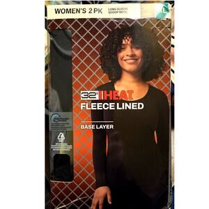 32 Degrees Heat Fleece Lined Base Layer Top, Pack of 2 Tops, sz XL